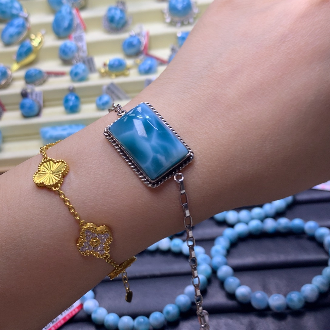 针钠钙石（海纹石）合金手链