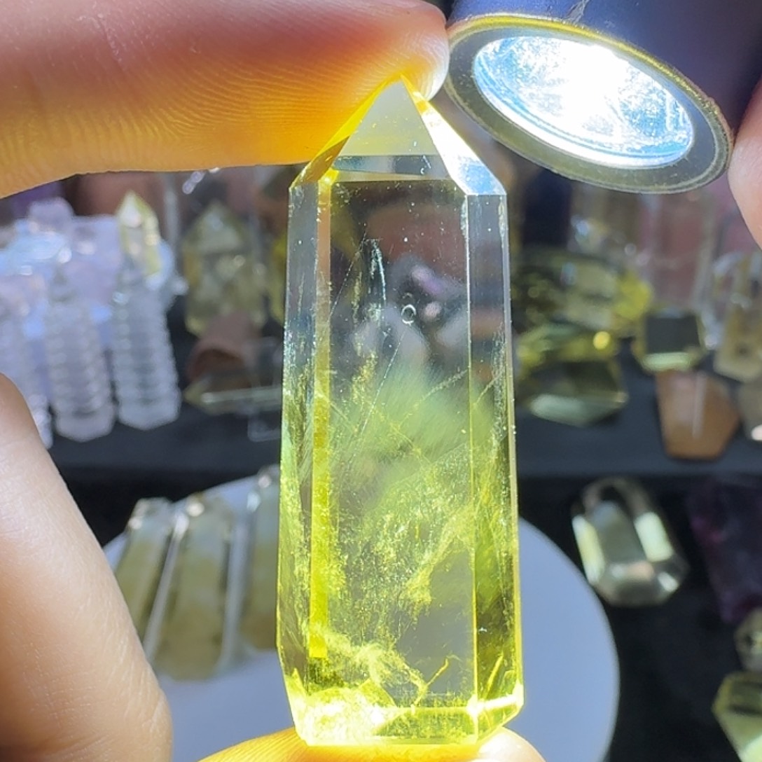 珠宝半成品水晶未镶嵌黄水晶蓝针