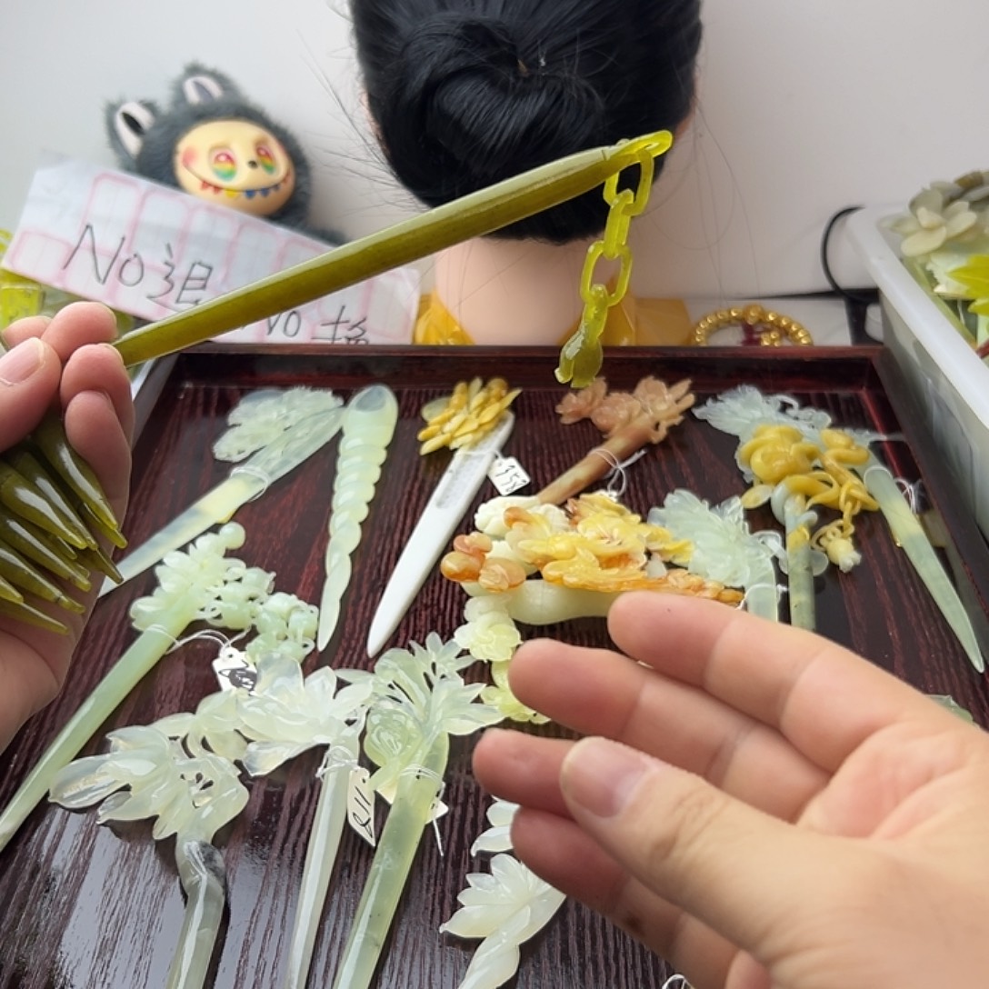 蛇纹石玉合金发饰