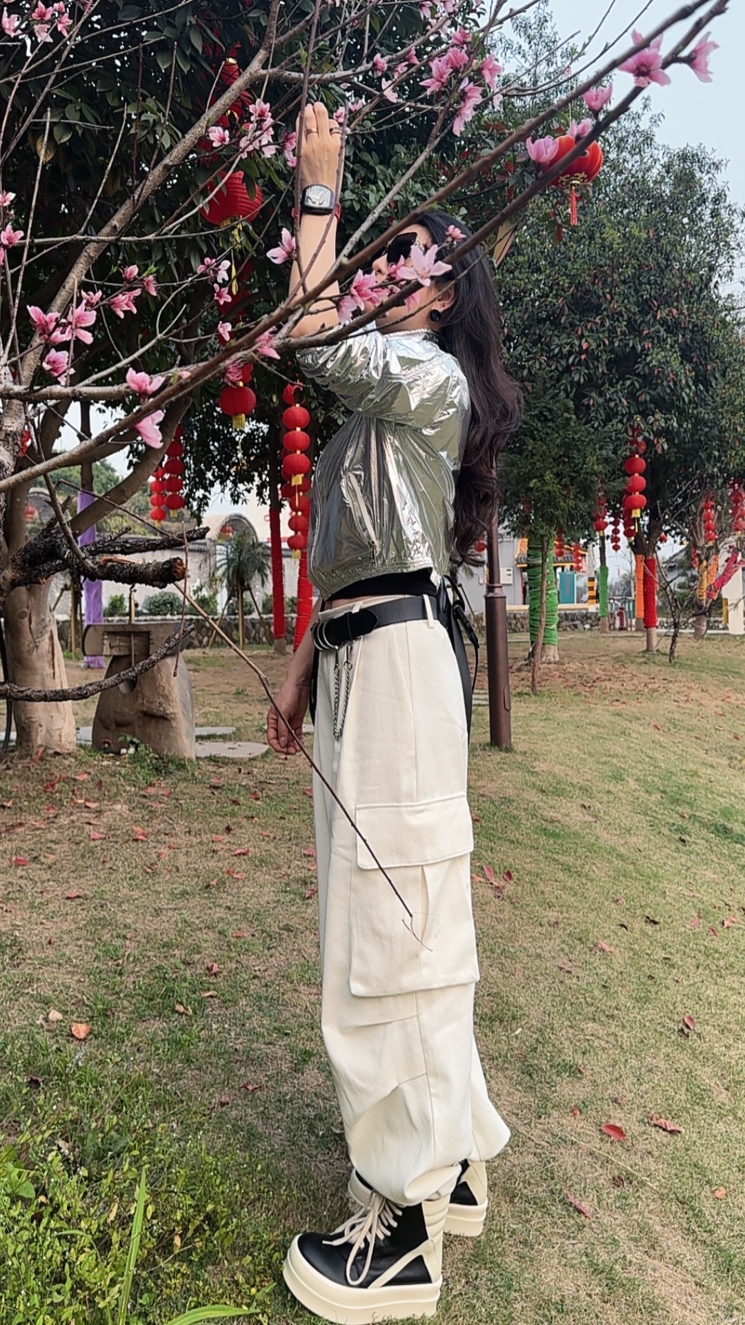 钥钥家潮牌女装白色牛仔工装裤，时尚，减龄，百搭，欧美，阔腿，宽松