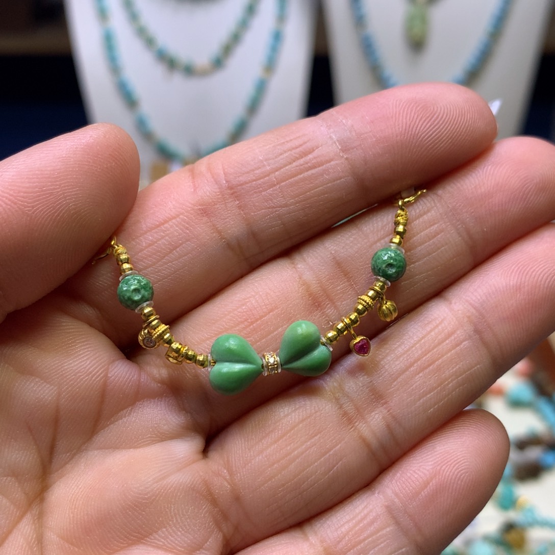 绿松石18K金镶嵌半链