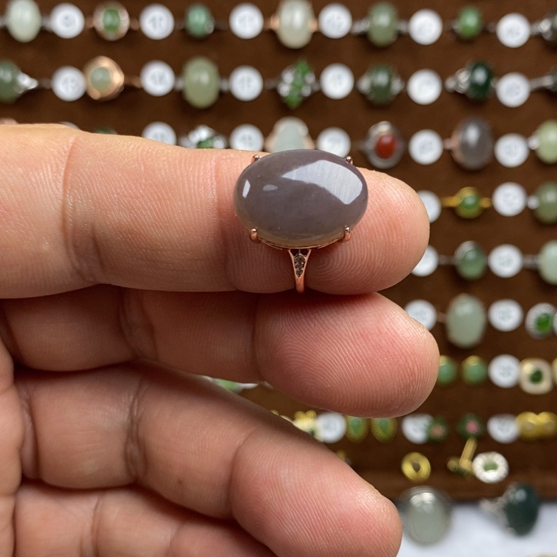 和田玉（青白玉）戒指银S925镀金镶嵌