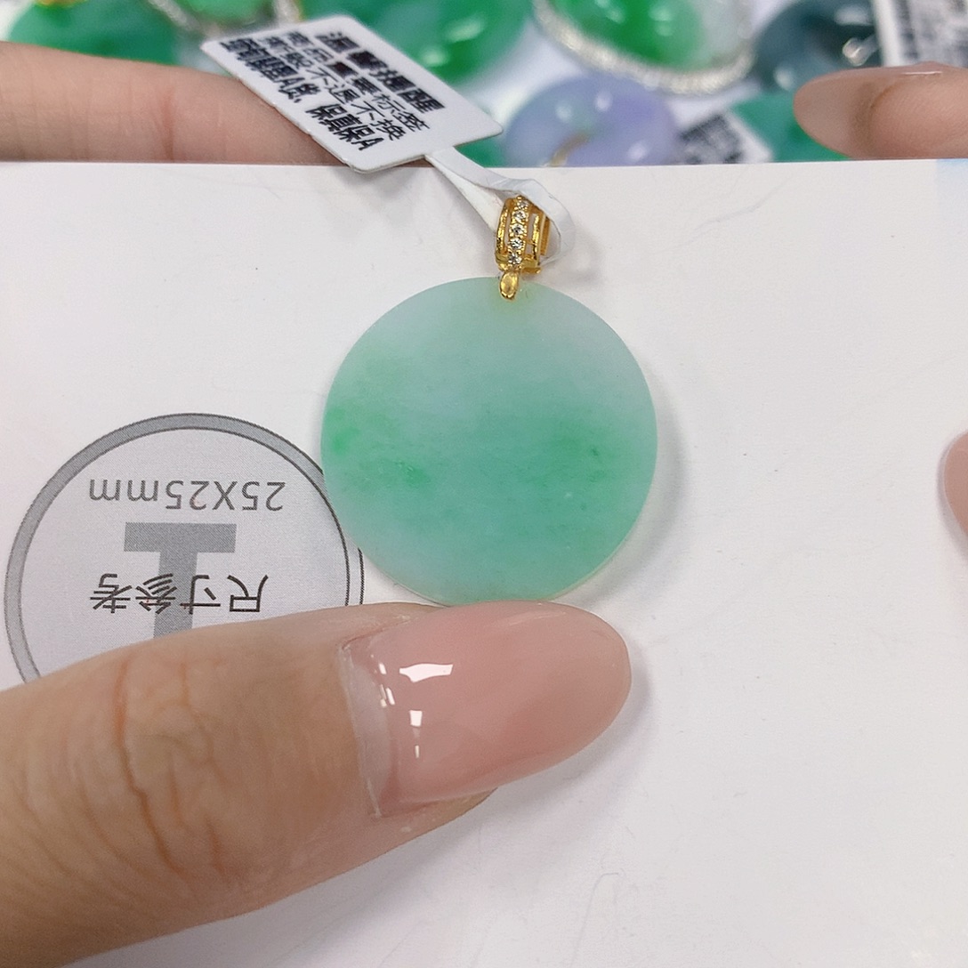 翡翠银S925镶嵌颈饰天然翡翠a货 百元以上9米证书费自理