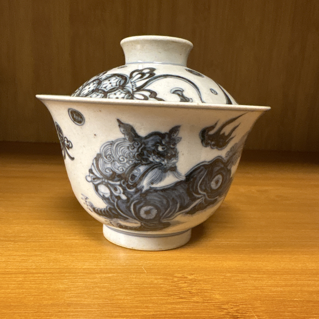顽古，狮子纹元宝盖碗（130毫升）