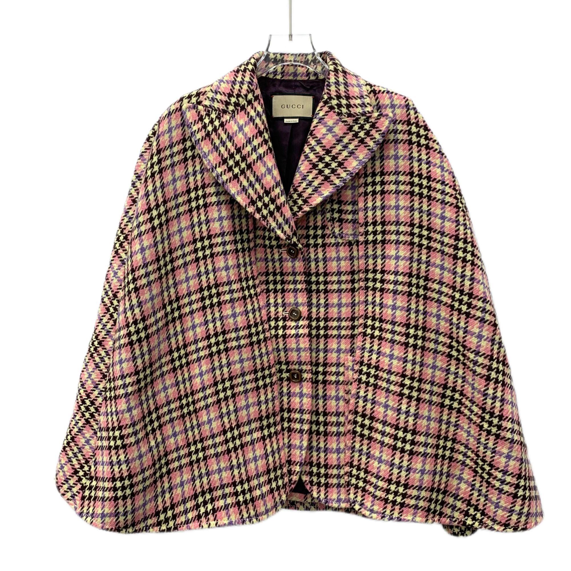 99新 GUCCI/古驰 CW0538 马海毛翻领单排扣斗篷披肩外套 38 S码