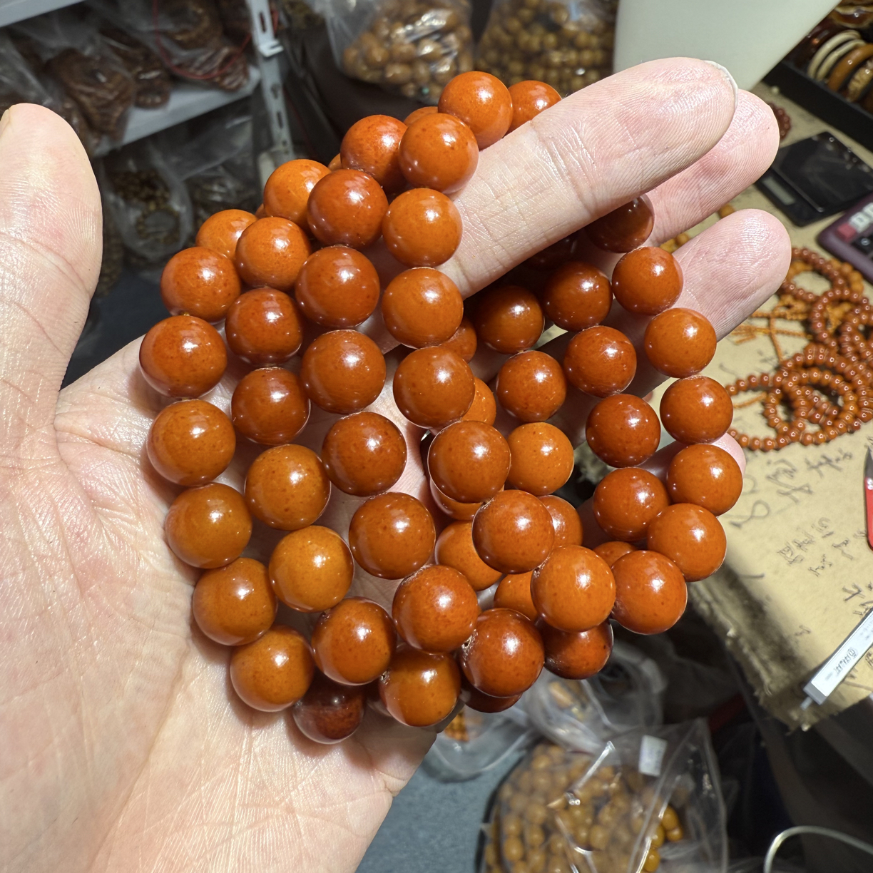 圆珠老料手串11mm多样性发其一