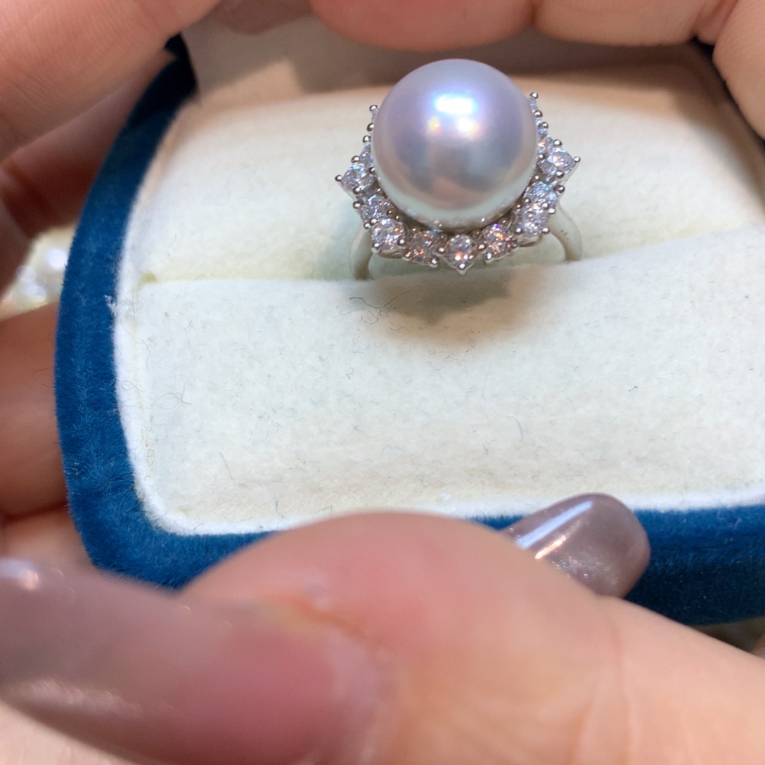 海水珍珠戒指银S925镶嵌