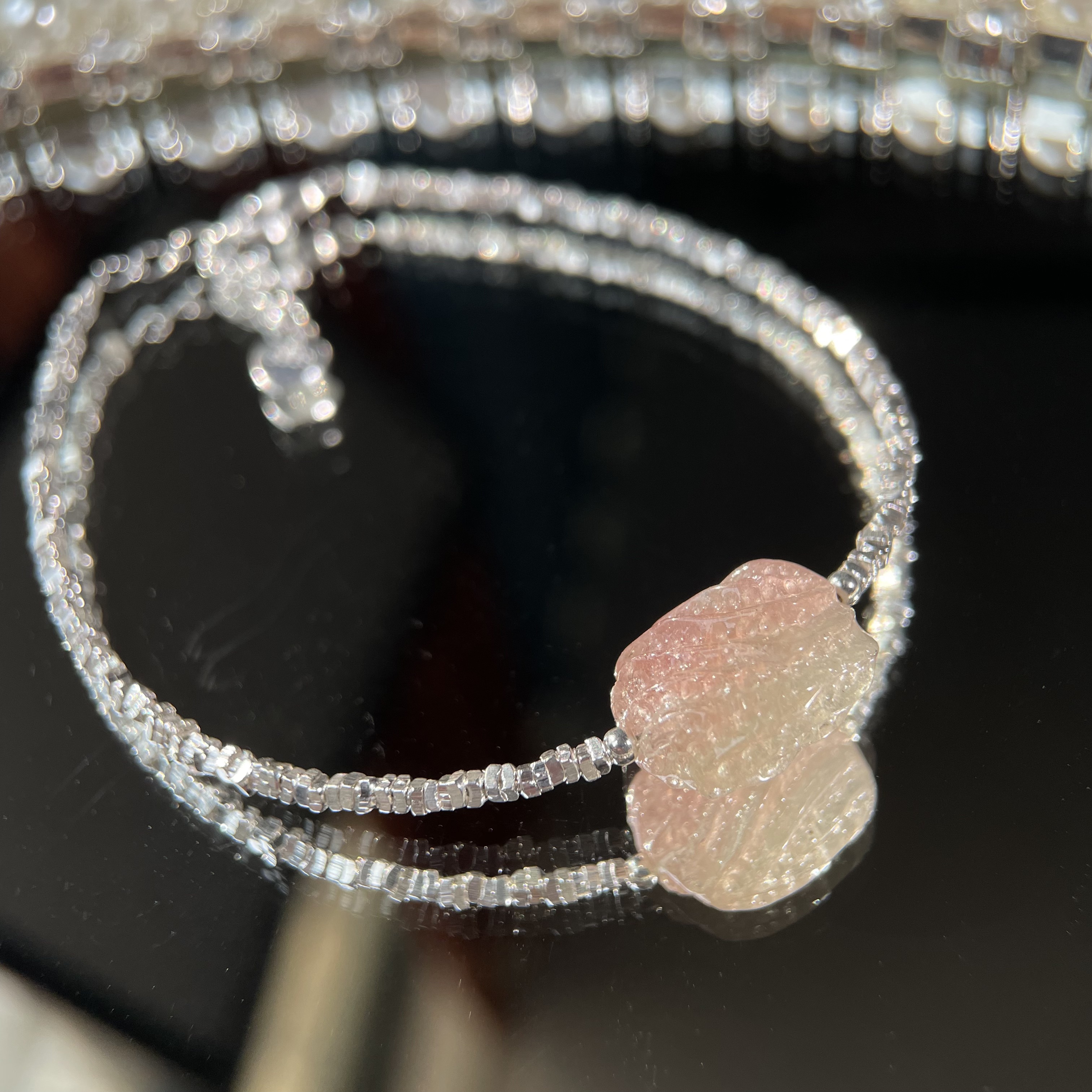 【半糖西瓜】西瓜碧玺糖果珠碎银子手链s925 KT25101013