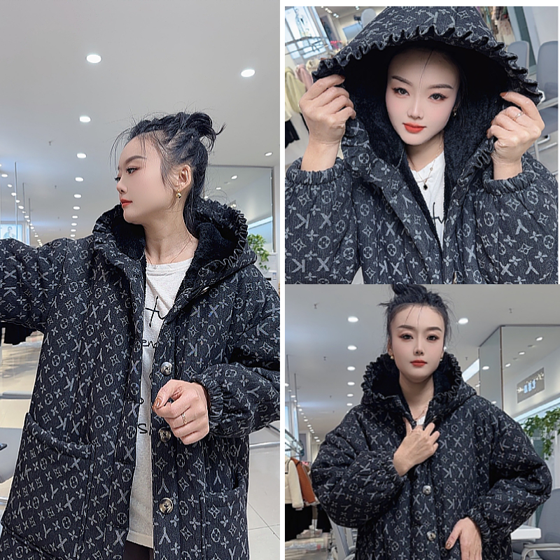 【黑金原创】新款女士时尚睡袍中长款睡衣三层加绒加厚冬季暖