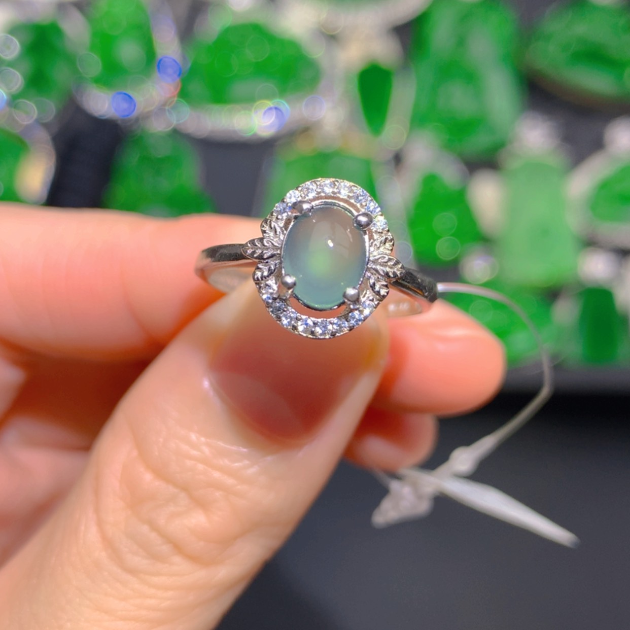 【闪购商品】翡翠戒指银S925镶嵌1111