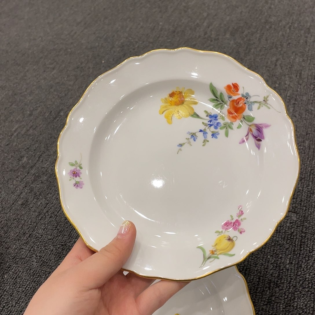 瓷片中古一等花卉甜品盘