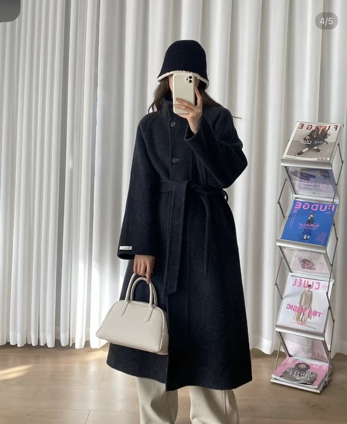 桔梗Studio系腰带款双面呢子大衣