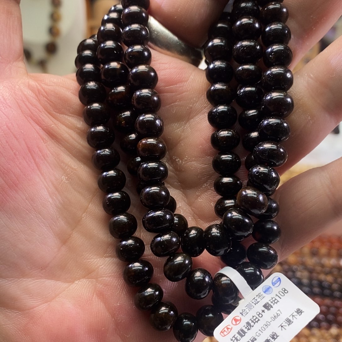 琥珀未镶嵌裸石翳珀108 8+