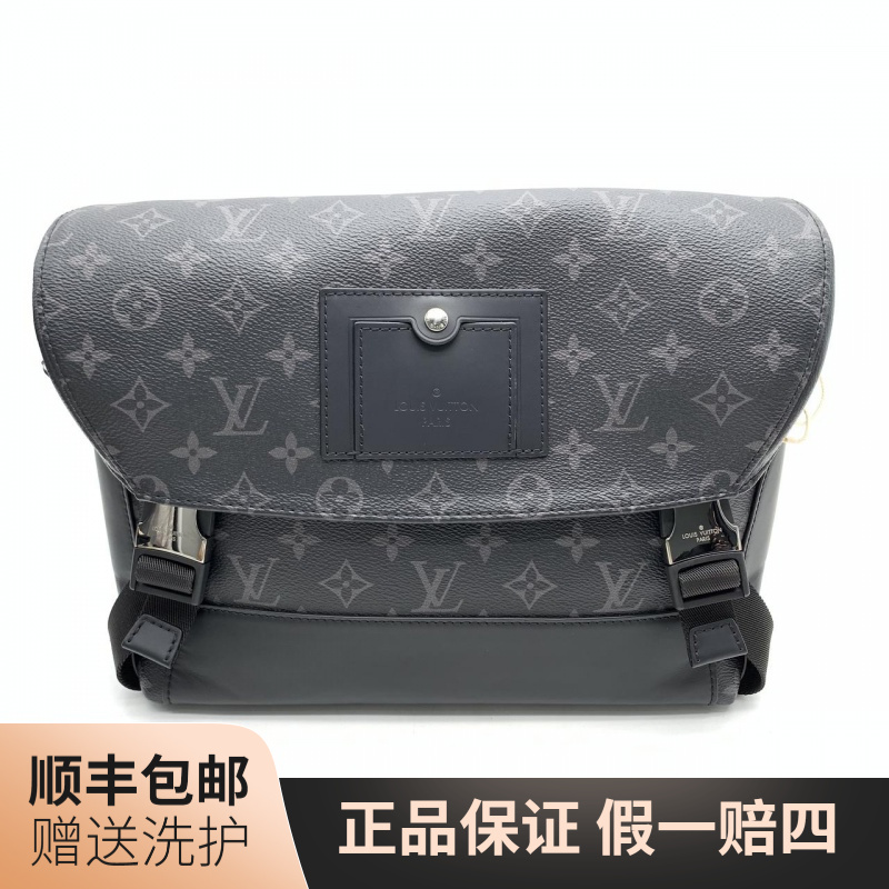 95新 LouisVuitton/路易威登   LV黑老花双扣邮差包（小）/10012522