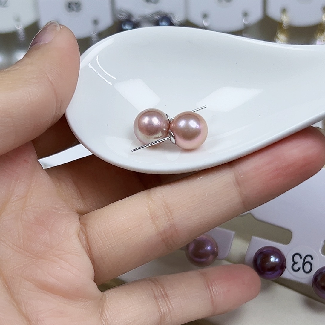 银S925镶嵌耳饰淡水珍珠盈****然