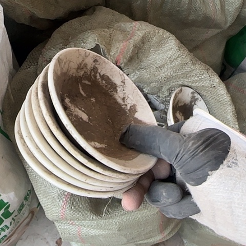 瓷片曲纹6个库存10厘米