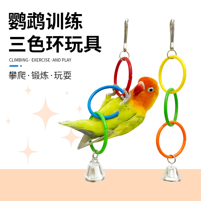 鹦鹉三色环鸟笼配件攀爬DIY圆环架五色环磨嘴啃咬宠物用品鸟玩具