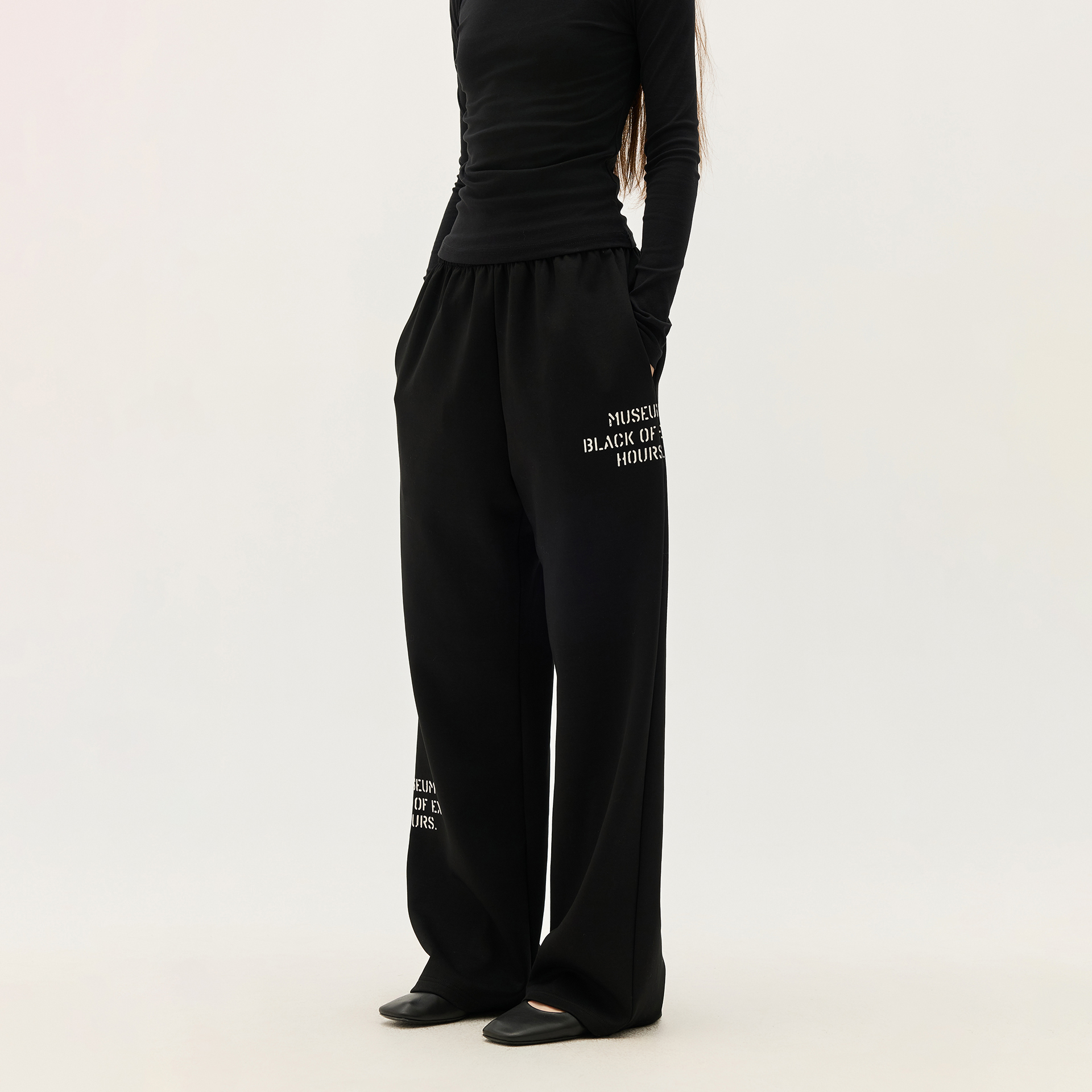 BLACK OF EXIT美式街头印花空气层阔腿卫裤垂坠感休闲裤男女