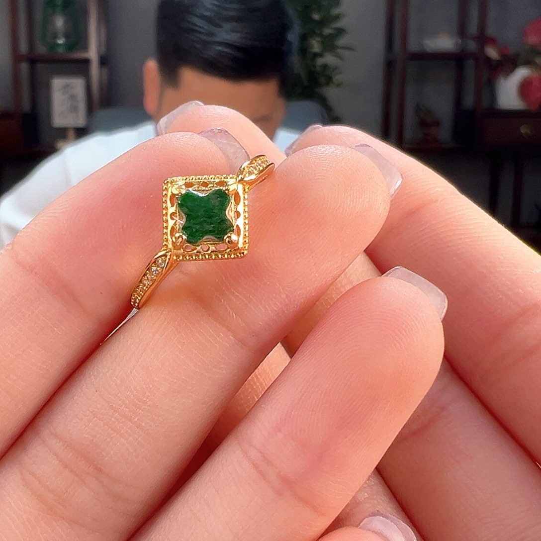 翡翠戒指银S925镶嵌戒指