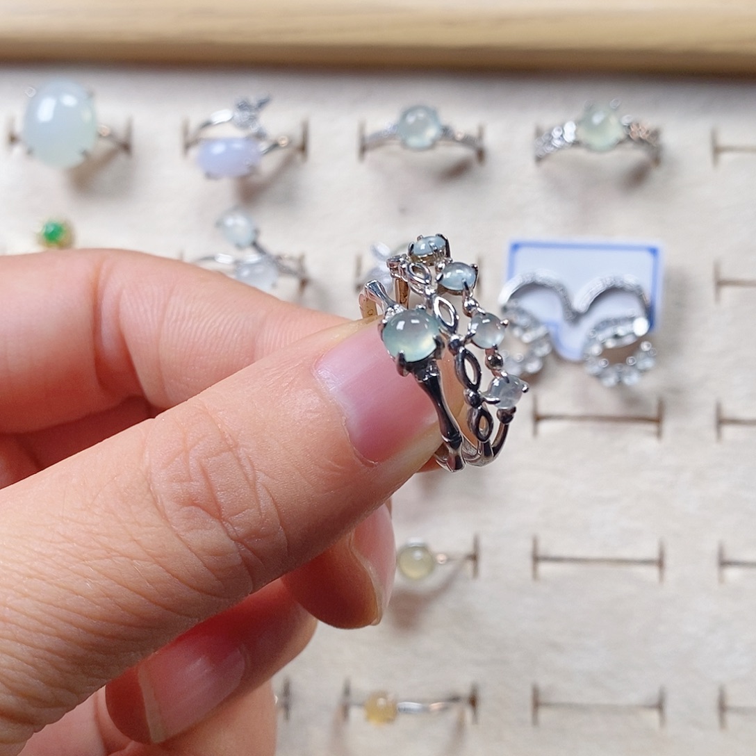 夜***凉翡翠银S925镶嵌戒指