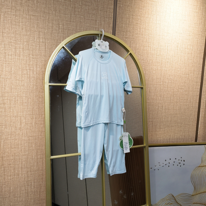 AG453   宝宝绿色七分袖空调服套装   夏季