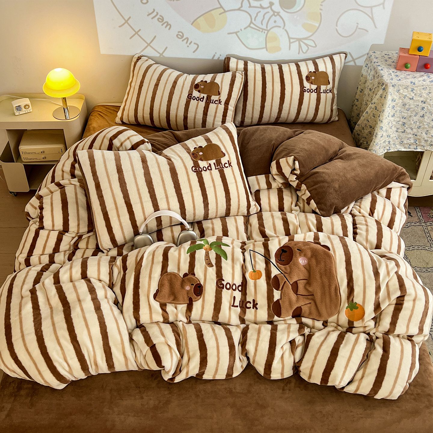 【轻奢高级加厚】青诗兰悦 牛奶绒卡通贴布绣四件套