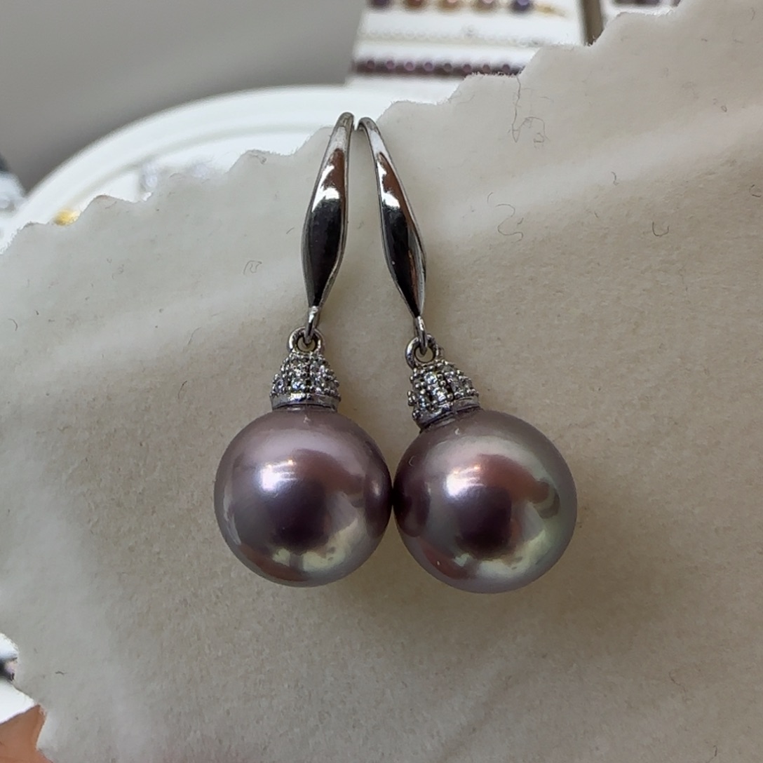 耳饰银S925镶嵌淡水珍珠