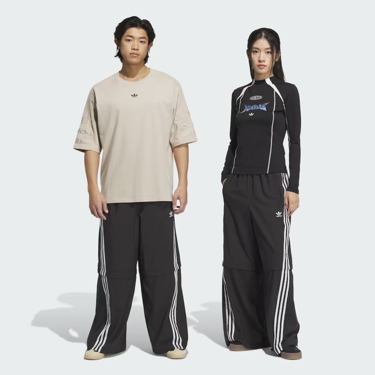 Adidas阿迪达斯三叶草情侣款可拆卸宽松运动裤伞兵裤KD8211