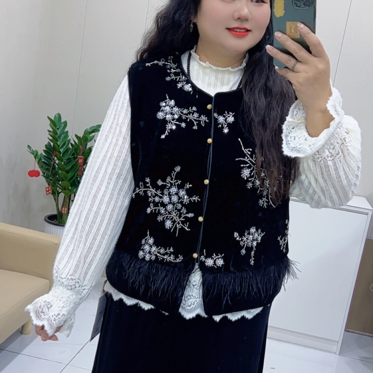 新中式加棉毛毛马甲