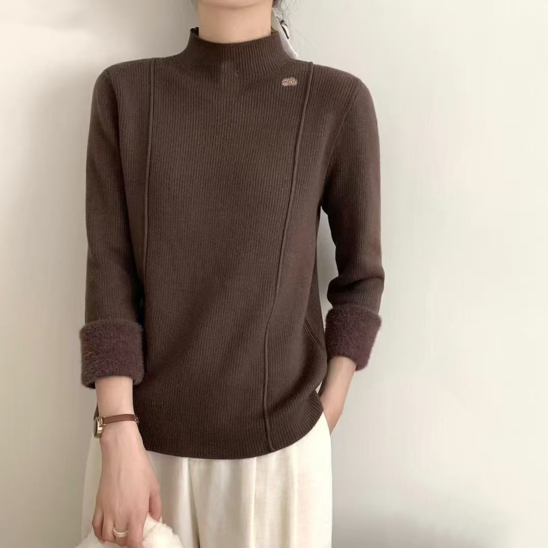针织衫百搭加厚女士毛衣打底上衣H1007(单品不退不换)