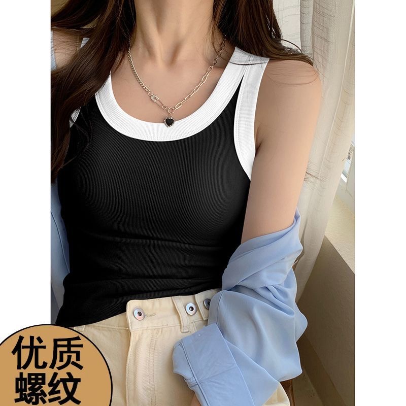 【法国细螺纹】打底背心女U领可家居外穿背心2522