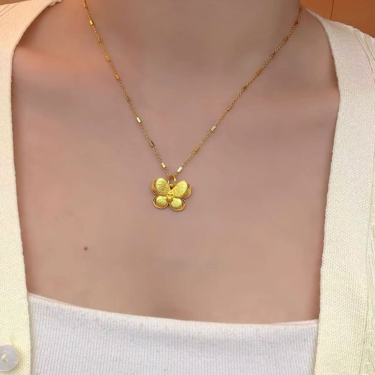 钛钢项链 【星光链+蝴蝶葫芦吊坠】星光链蝴蝶葫芦项链气质精美