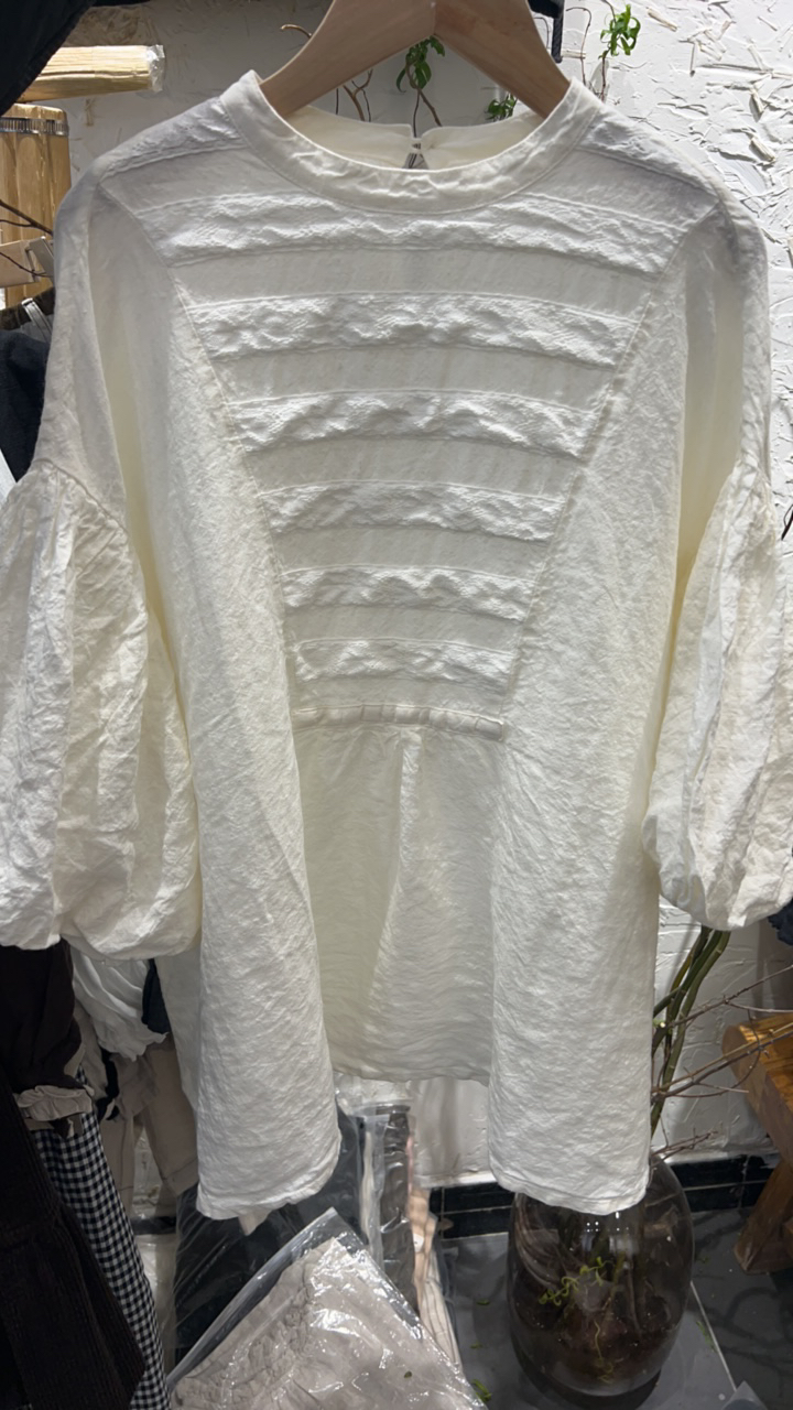 森系文艺镂空宽松百搭套头娃娃上衣女春季新款.胸围140厘米衣长70