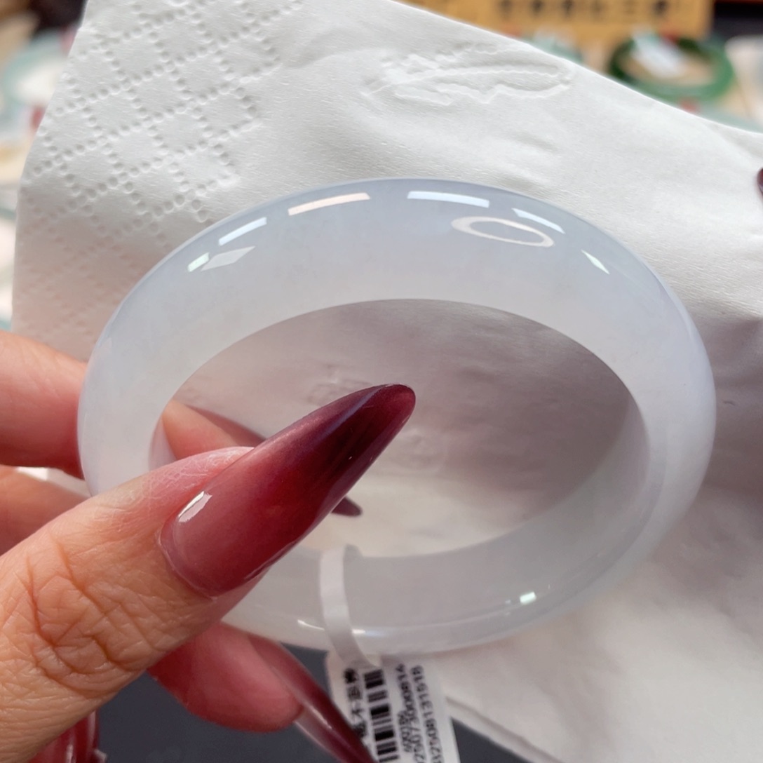 未镶嵌手镯翡翠30号51.2冰胶白月光