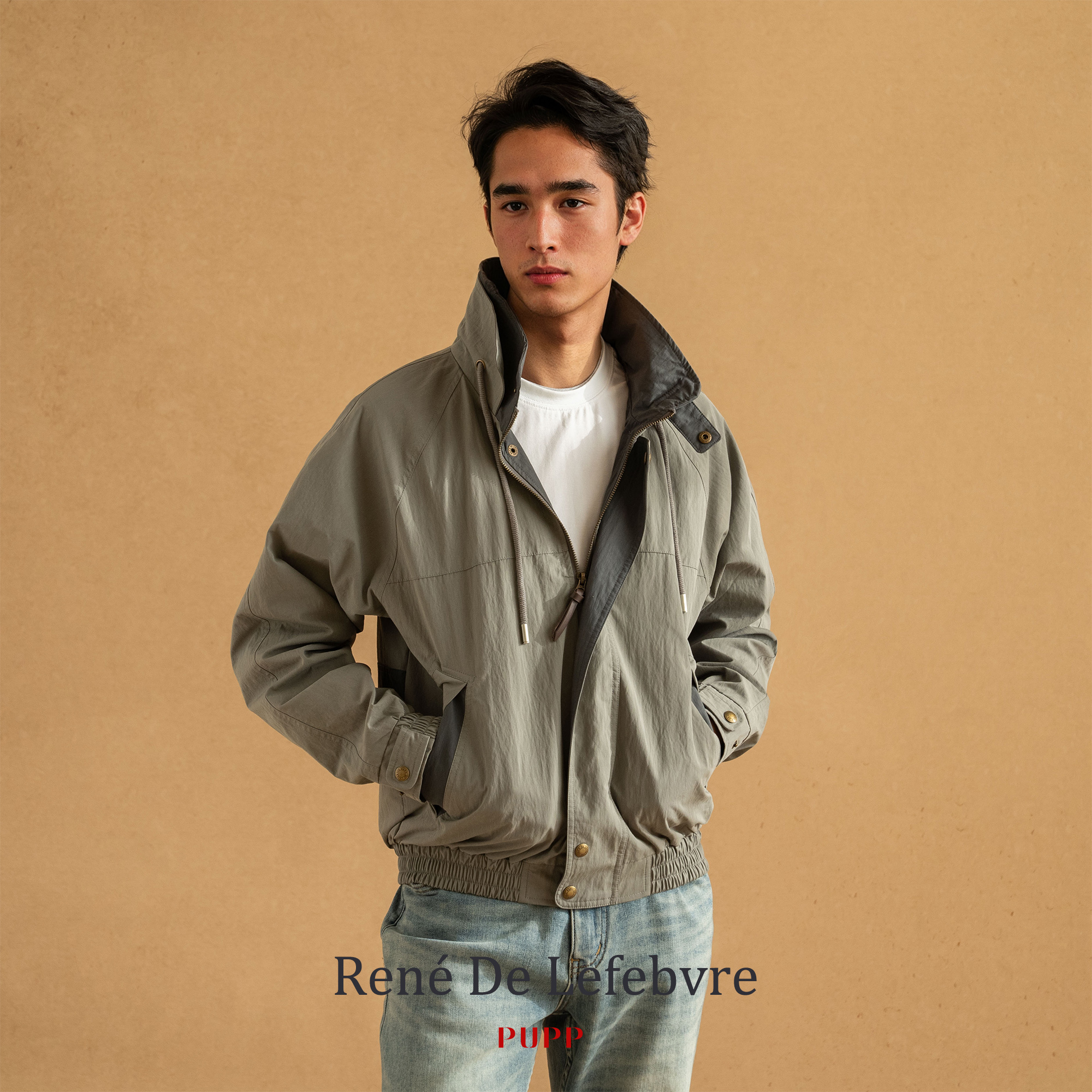 René De Lefebvre美式复古短款男士慢跑训练服夹克外套宽松运动