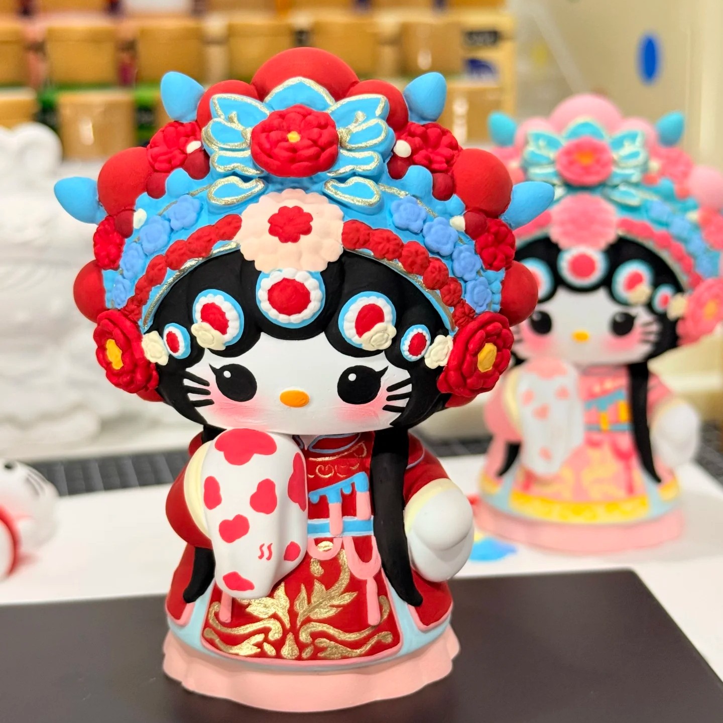 戏曲Kitty香薰石膏娃娃手工diy彩绘涂鸦白胚摆件