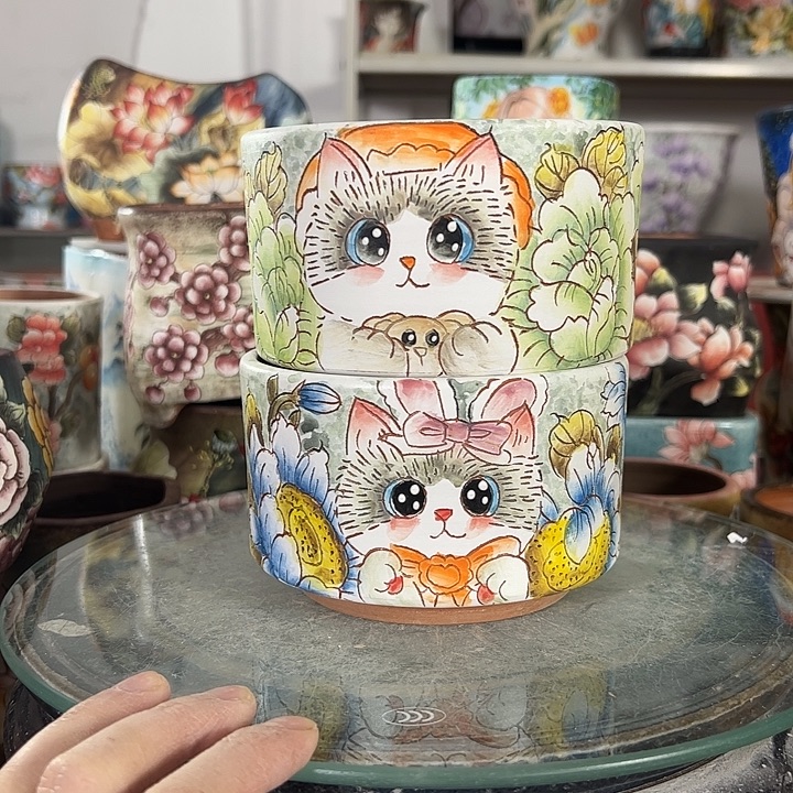 满38包邮 景德镇幸运花盆