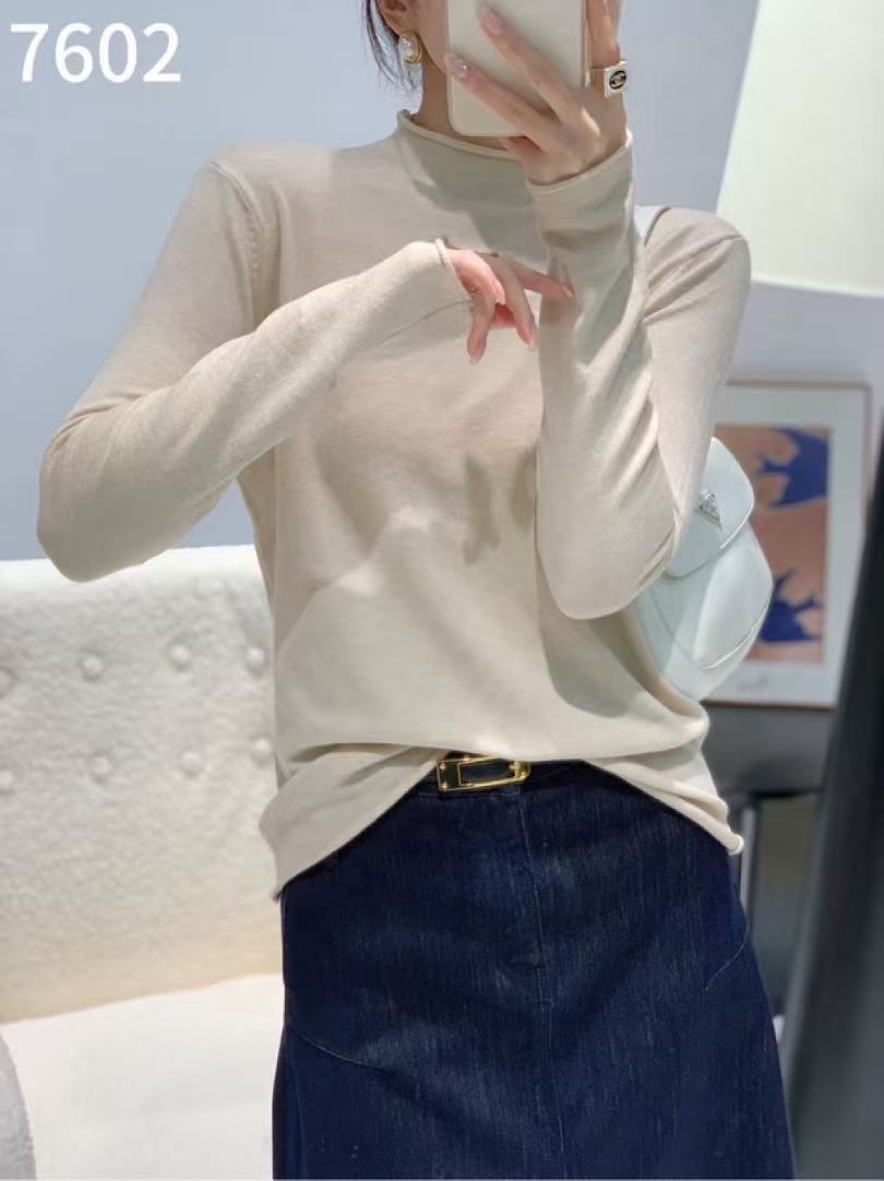 【666】1119/7602-1/156 极简风纯色软糯百搭长袖打底衫
