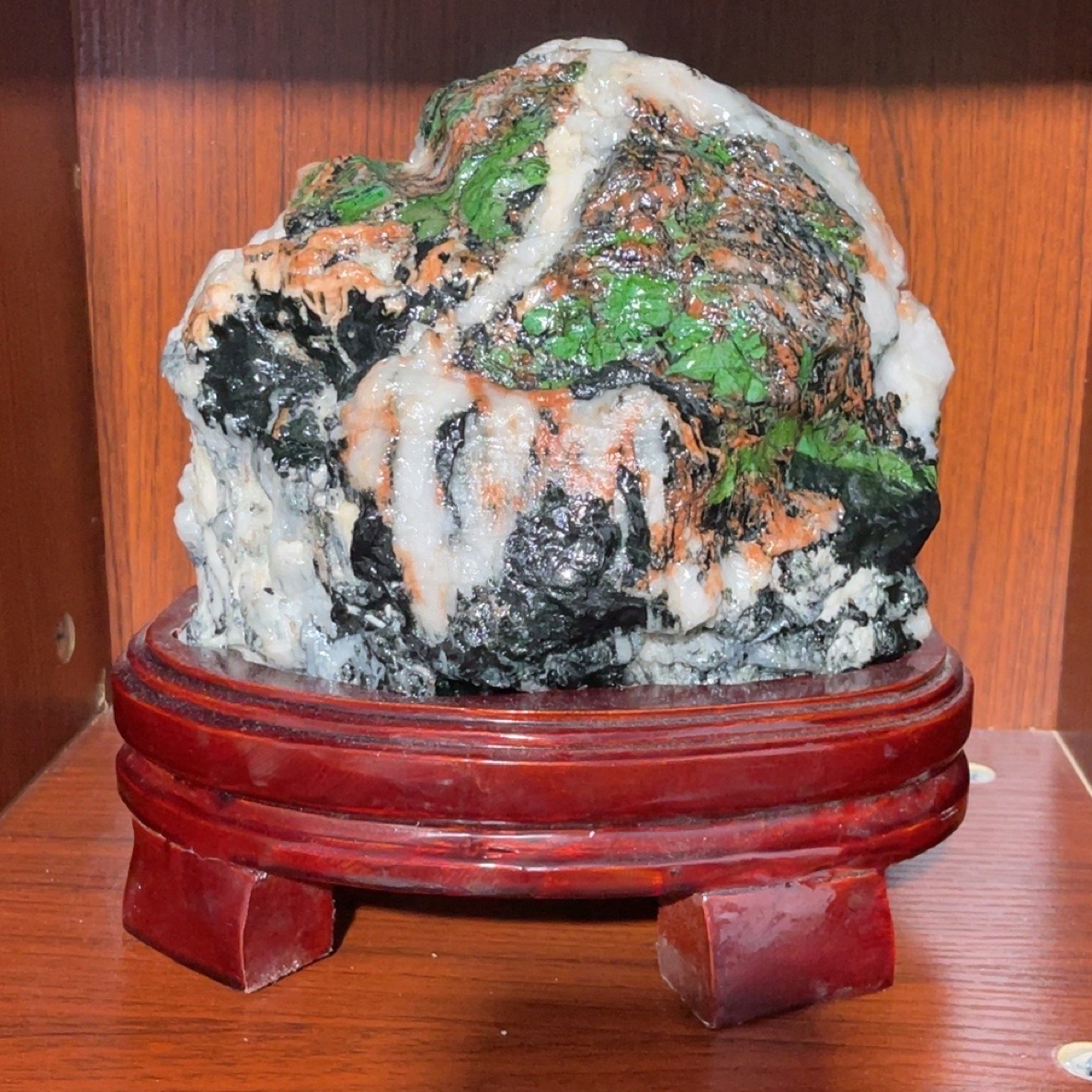 青海七彩石天然原石国画石室内玄关桌面摆件装饰品