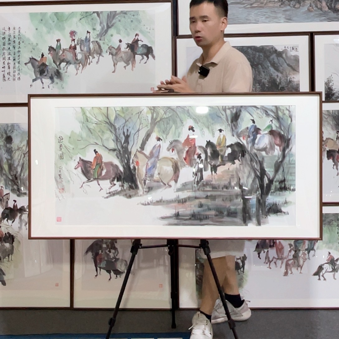 国画手绘画作品带框60/120
