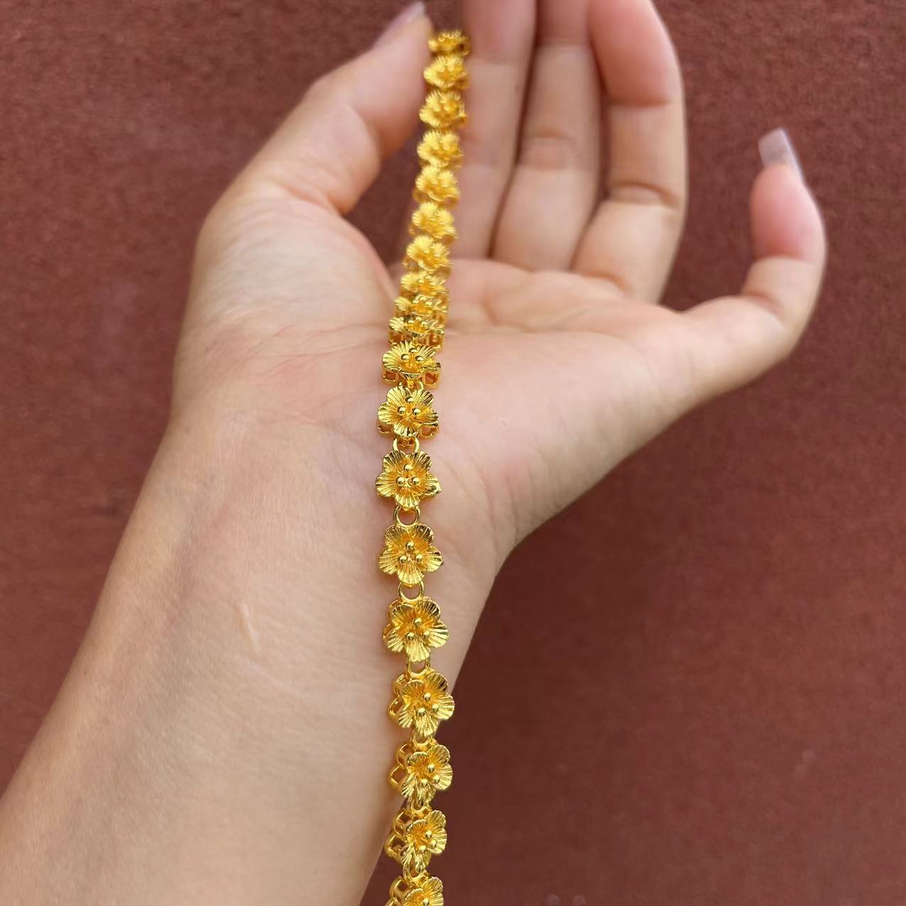 足银手链 607-重工花朵手链