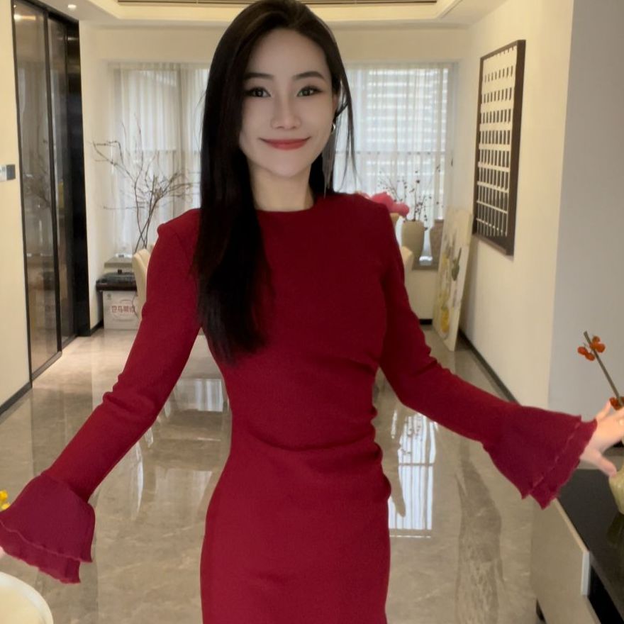 【袁小姐】凛冬恋歌 秋季气质温柔小众修身气质长裙-ZX866