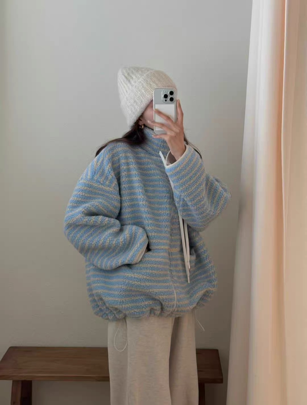 韩国正品  no退no换蓝色三角拉链