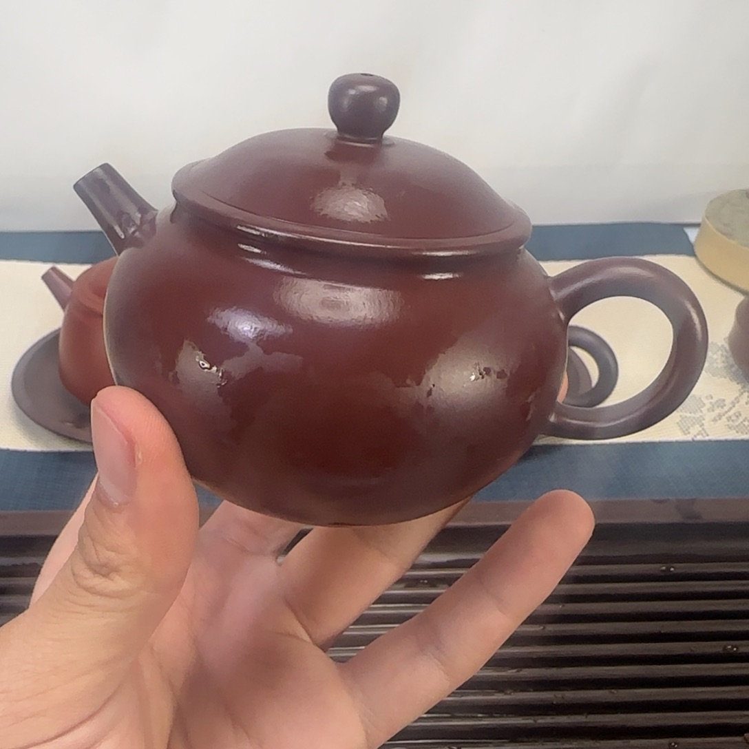 紫砂茶壶紫朱泥元宝