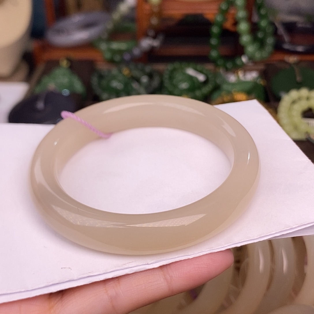 和田玉55.4 老矿料浓藕粉脂膏收藏浓色毕业级未镶嵌