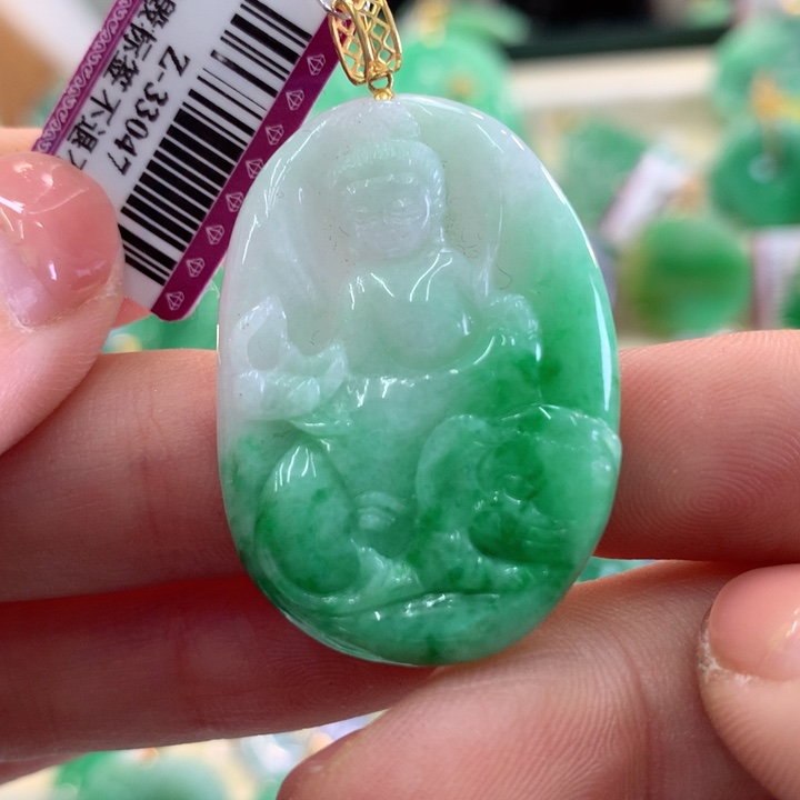 翡翠吊坠(不含链)18K金镶嵌