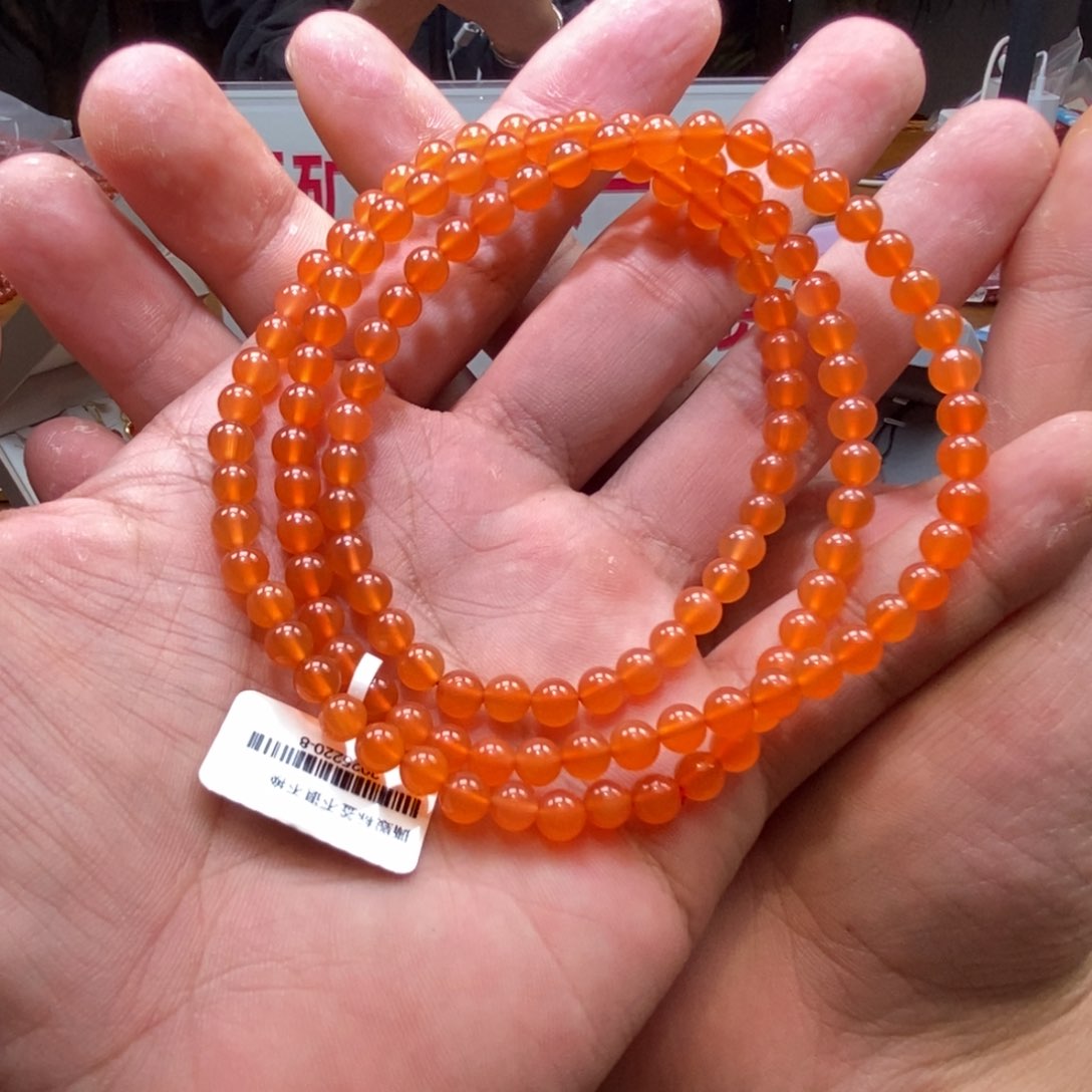南红玛瑙多圈未镶嵌5mm➕三眼井冰橘108