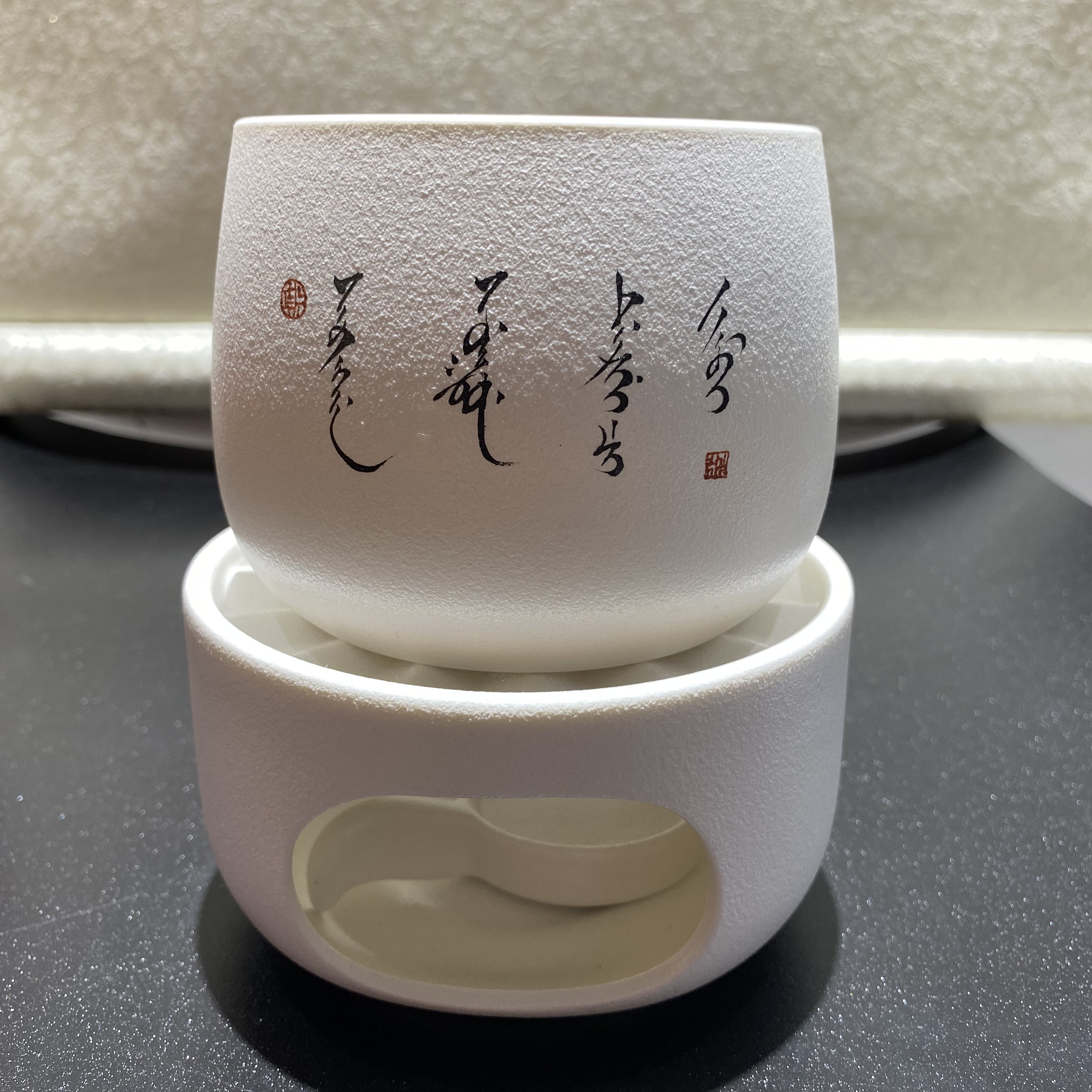 羊脂玉瓷满文紫气东来|孟荣路手写作品|潮彩釉上烧制工艺|60毫升