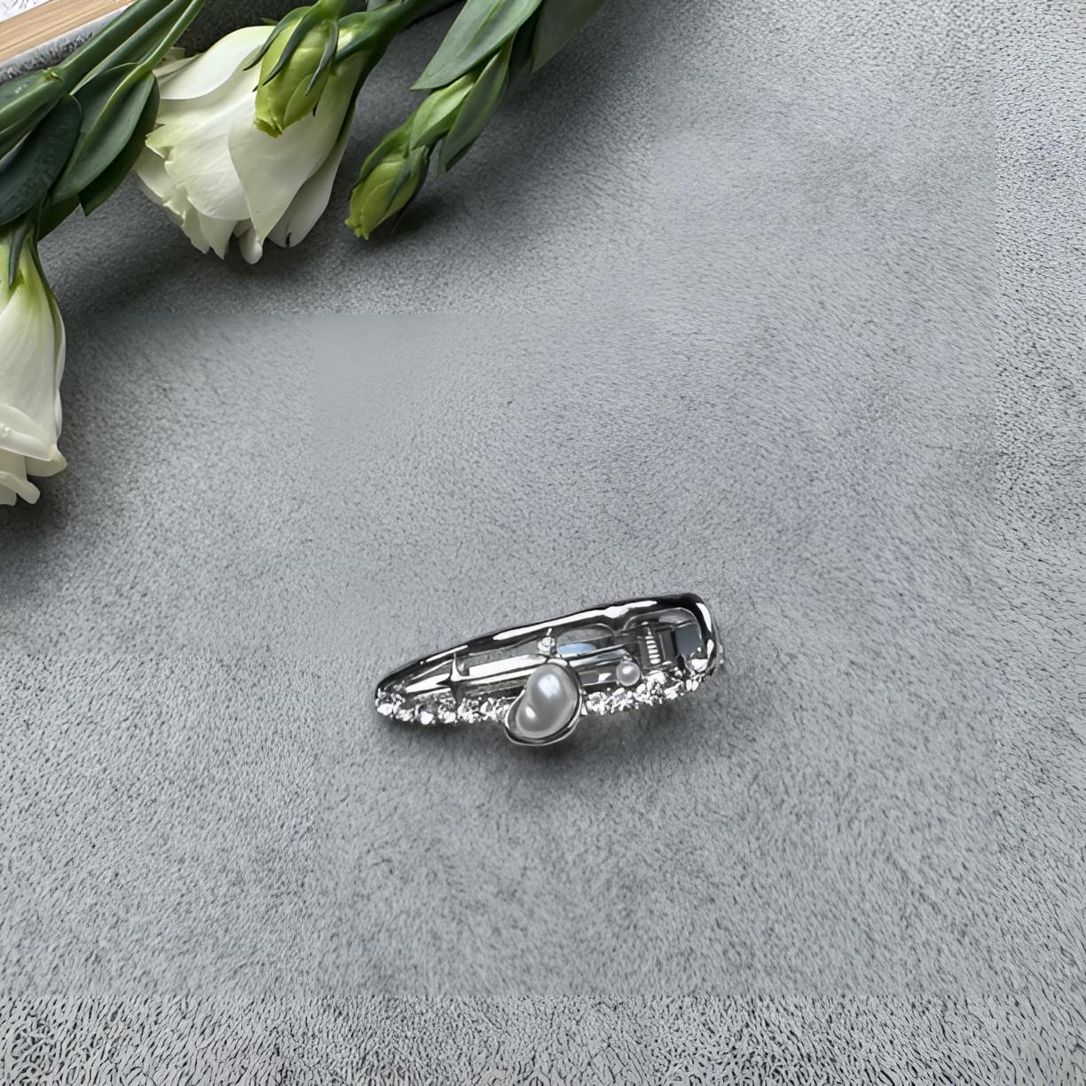 锌合金“喜饰家”手工气质时尚优雅仿珍珠水钻鸭嘴夹