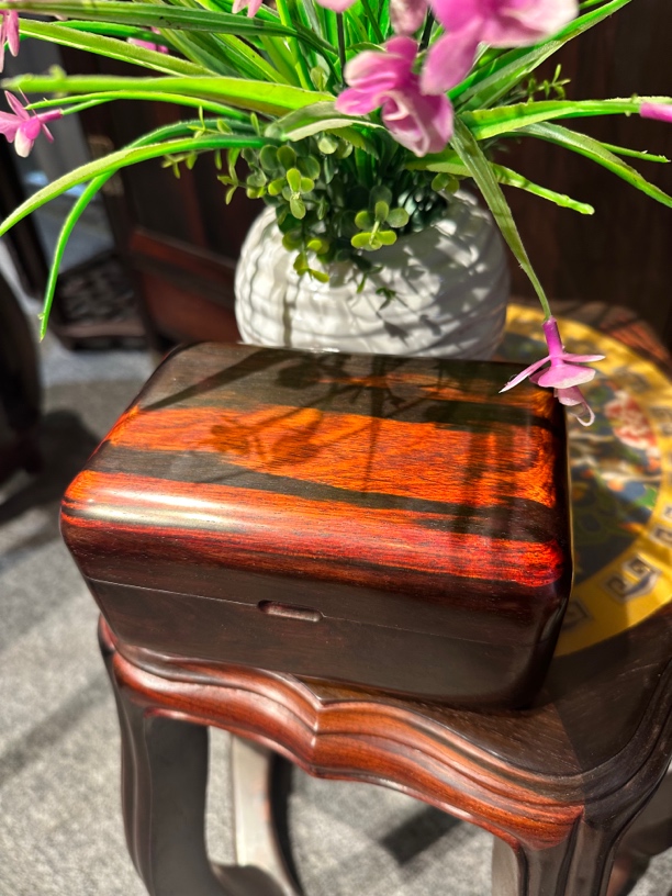 大红酸枝交趾黄檀全独板首饰盒长18宽11高9